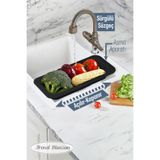 Trend Maison Sürgülü Ayarlanabilir Pratik Lavabo Süzgeci, Uzun Kısa Ayarlı Evye, Meyve Sebze Salata Yıkama Siyah