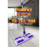 Trend Marketi Sihirli Teleskobik Mop 131 cm Uzunlukta Mikrofiber Bez ile Kolay Temizlik