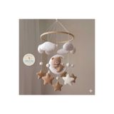 TREND METFİQ DECORATİON Doğum Premium El Yapımı Keçe Bebek Dönencesi Ayıcık Montessori Beşik Süsü Doğal Ahşap Doğan Hediyesi