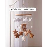 Trend Metfiq Decoration Müzikli Bebek Dönencesi & El Yapımı Keçe Figürlü Montessori Beşik Uyku Arkadaşı Anne Yanı Ninni