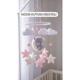 TREND METFİQ DECORATİON (MÜZİKLİ) DOĞAL El Yapımı Keçe Bebek Dönencesi Beşik Yanı Süsü Bebek Odası Dekorasyonu MODERN