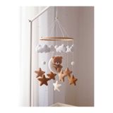 TREND METFİQ DECORATİON müzikli El Yapımı Keçe Bebek Dönencesi - Safari Tavşan Ayıcık Temalı Bebek Odası Beşik Süsleme