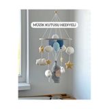 TREND METFİQ DECORATİON Premium El Yapımı Ayıcık Bebek Dönencesi - Keçe Figürlü Montessori Beşik Süsü - Doğal Ahşap Kasnaklı Bohem Bebek Hediyesi