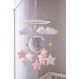 TREND METFİQ DECORATİON Tasarım El Yapımı Keçe Bebek Dönencesi Doğal Ahşap Kasnaklı Montessori Bebek Odası Uyku Arkadaşı