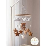 Trend Metfiq Decoration Trendmetfıq El Yapımı Minimalist Bebek Dönencesi - Doğal Ahşap Kasnaklı Beşik Süsü ve Uyku Arkadaşı