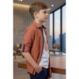 Trend Mix Kids 11-15 Erkek Çocuk T-Shirt Kolları Katlanabilir Gömlek Kombin Mevsimlik Şık Günlük 2li Takım