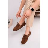 Trend Moda Kadın Kahverengi Loafer Babet Rahat Ayakkabı
