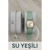 Trend Model Vintage Retro Kadın Kol Saati Zarif Tasarım Koyu Su Yeşili Renk 0021 - 20 cm.
