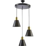 Trend Modern Sarkıt Metal Siyah Renkli Cafe -Yemek Masası Üstü -Salon 3 Lü Avize - Beyaz - Gold - Çok Renkli