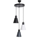 Trend Modern Tasarım Salon - Mutfak - Cafe Siyah - Beyaz - Antrasit Renk Sarkıt 3 Lü Avize