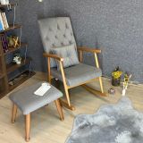 Trend Naturel Puflu Sallanan Sandalye, Kül Gri