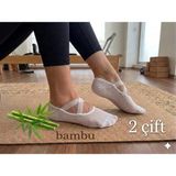 Trend Nexus 2 Çift Kaydırmaz Taban Pilates Yoga Dans Tavaf Bale Biyeli Babet Çorap - 35 - 40 - Beyaz