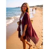 Trend Nexus Yaz Modası Oversize İp Detaylı Bordo Pareo - Standart