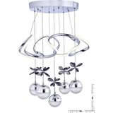 Trend Rose A++ Plus Galaksi Modern Sarkıt 4+1 LED Avize 3 Renk Krom Kaplamalı Toplu Kelebek Taşlı