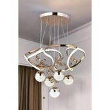 Trend Rose Galaksi Modern Sarkıt LED Avize 3 Renk Sarı Gold Kaplmalı Toplu Kelebek Taşlı
