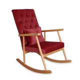 Trend Sallanan Sandalye, Bordo, Ahşap, Naturel Ayak