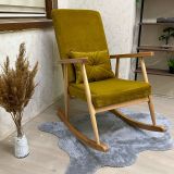 Trend Sallanan Sandalye, Hardal, Ahşap, Naturel Ayak