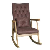 Trend Sallanan Sandalye, Nubuk Bordo, Ahşap, Naturel Ayak