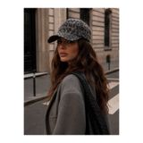 Trend Şapka 19064 Gri Leopar Desenli Kadın Kep Şapka Ayarlanabilir Baseball Cap Günlük Spor Şapka