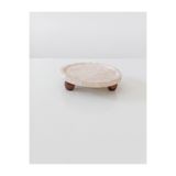 Trend Silver Ephesus Doğal Traverten Ahşap Ayaklı Sunum Tabağı Dekoratif Mum Parfüm Düzenleyici Tepsi Naturel (25 cm)