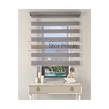 TREND STOR PERDE Geniş Plise Gri Etek Dilimsiz Zebra Stor Güneşlik Perde