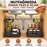 Trend Store 2 Katlı Çekmeceli Mutfak Rafı Organizer Dolap Içi Baharatlık Yağlık Şişelik Tezgah Üstü Düzenleyici - Siyah