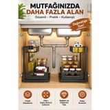 Trend Store 2 Katlı Çekmeceli Mutfak Rafı Organizer Dolap İçi Baharatlık Yağlık Şişelik Tezgah Üstü Düzenleyici