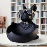 Trend Store Bulldog Köpek Dekoratif Heykel Biblo Sunumluk & Anahtarlık Kutusu | Şık Masa Üstü Ev Ofis Dekoru | Hediyelik Obje - Siyah