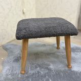 Trend Teddy Puf, Antrasit, Naturel Ahşap Ayak