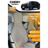 TREND Terletmez Oto Koltuk Koruyucu Kılıf %100 Pamuk 5 li Tam Set Krem Chery Omada 5