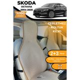 TREND Terletmez Oto Koltuk Koruyucu Kılıf %100 Pamuk 5 li Tam Set Krem Skoda Octavia