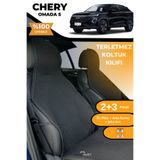 TREND Terletmez Oto Koltuk Koruyucu Kılıf %100 Pamuk 5 li Tam Set Siyah Chery Omada 5