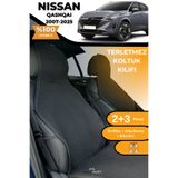 TREND Terletmez Oto Koltuk Koruyucu Kılıf %100 Pamuk 5 li Tam Set Siyah Nissan Qashqai