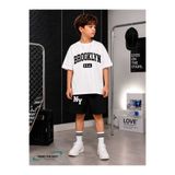 TREND THE BEST Trendin En İyisi Yazlık Brooklyn Usa Ny Yazı Baskılı Erkek Çocuk Şort T-Shirt Takım