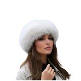 Trend, Viral Beyaz Rus Kalpak Şapka, Rus Kalpak, Tüylü Kalpak (Beyaz, standart)