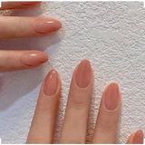 Trend Vitrin Jel Tırnak Desenli Nail Art Oval Badem Kadın Takma Tırnak Protez Tırnak Set Yapıştırıcı ve 1 Adet Törpü Hediyeli