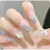 Trend Vitrin Kadın Mavi Jel 3D Nail Art Baskılı Kabartmalı Design Takma Tırnak