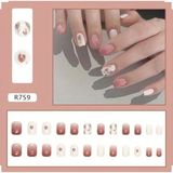 Trend Vitrin Kadın Pembe Lale Küt Jel 3D Nail Art Baskılı Design Takma Tırnak