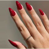 Trend Vitrin Kan Kırmızı Desenli Nail Art Oval Badem Kadın Takma Tırnak Protez Tırnak Set YILBAŞI KONSEPT HEDİYE