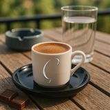 Trend Yankı Türk Kahvesi Fincanı (Siyah Altlıklı Gümüş Harfli) - Ç
