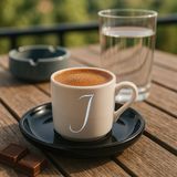 Trend Yankı Türk Kahvesi Fincanı (Siyah Altlıklı Gümüş Harfli) - J