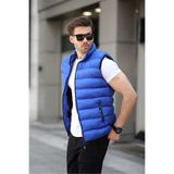 TREND YAŞAR Erkek Kolsuz Fermuarlı Cepli Basic Mavi Şişme Yelek