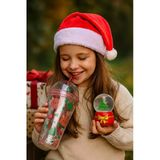 Trend Yeniyıl Yılbaşı 2'Li Hediye Seti Noel Geyikli Pipetli Suluk Çam Ağacı Temalı Işıklı Kar Küresi
