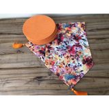 Trend Yuvam Ev Tekstil Ürünleri Keten Efektli Soyut Çiçekler Desenli Runner & Supla - Turuncu - 138 x 42 cm