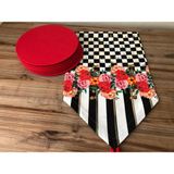 Trend Yuvam Kırmızı Gül Desenli Runner & Supla - 33 x 33 cm - Renkli