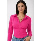 trendalisse Kadın Fuşya Vucuda Oturan Beli Lastikli Korse Crop Gömlek