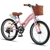 Trendbisiklet Retro Classic 20 Jant 6 Vitesli Kız Çocuk Bisikleti (6-9 Yaş) Pembe Hasır Sepetli