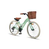 Trendbisiklet Retro Classic 28 Jant Bisiklet, Shimano 21 Vites, Hasır Sepetli Vintage Şehir Bisikleti, Krem Lastik