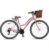 Trendbisiklet Retro Classic Kadın Şehir Bisikleti 21 Vites 28 Jant Pembe Renk ile Rahat ve Şık Kullanım