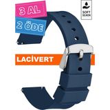 Trendburada 18MM-20MM-22MM-24MM Lacivert Renk Soft Silikon Saat Kordonu Kayışı A72 LACIVERT - 20 mm